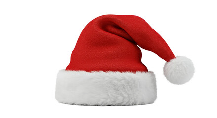 PNG Decoration christmas white cap. Festive Red Santa Hat Isolated on White Background