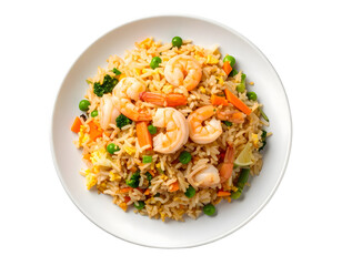 Shrimp fried rice on white plate
