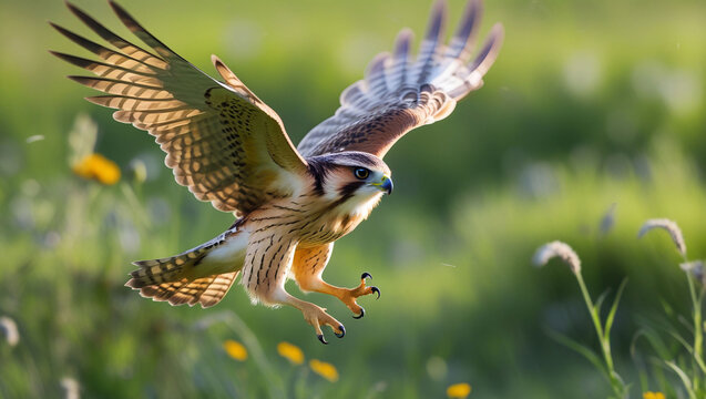 Flying falcon bird of prey wildlife nature animal predator raptor wings outdoors avian hunter falconry