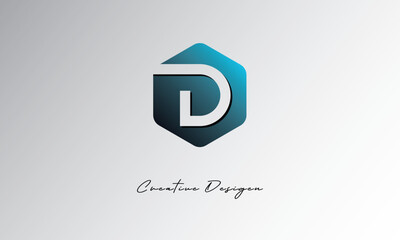 D Creative Polygon Logo – Modern Negative Space Letter mark with Geometric Hexagon Shape for Futuristic Branding, Corporate Identity & Tech Design

