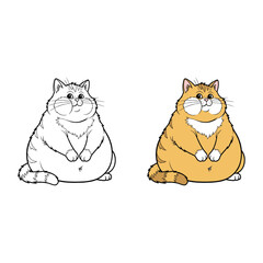 fat cat cartoon illustration vector