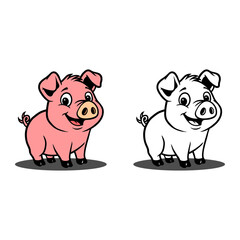 pig cartoon illustration vector