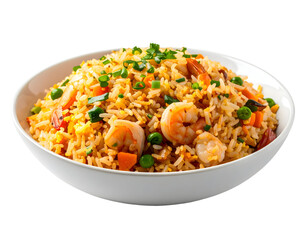 Delicious shrimp fried rice in bowl