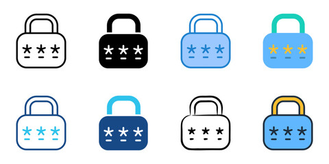Password icon set multiple style collection 
