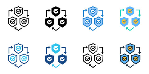 Security protocol icon set multiple style collection 
