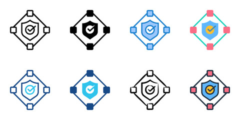Perimeter security icon set multiple style collection 
