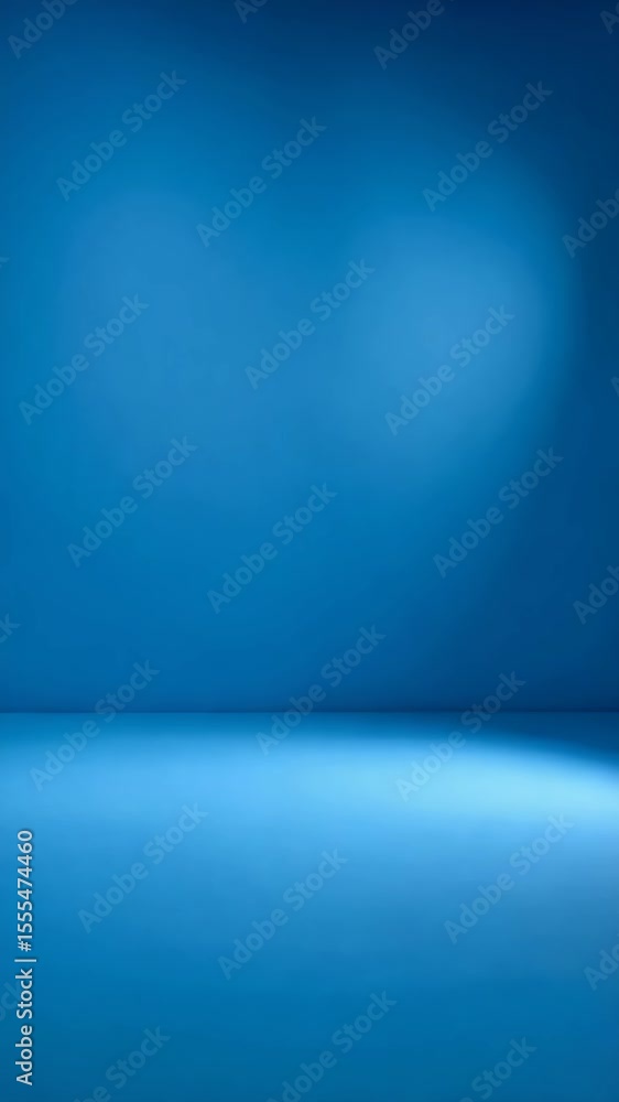 Poster seamless blue wall and floor backdrop with soft light, creating a studio or display space for produc