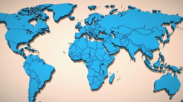 3D World Map: Global Perspective, Countries, Continents
