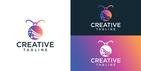 Insect vector logo with colorful technology concept