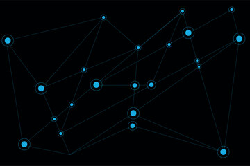 Dark Blue Connected Dots & Lines Network Background - Modern Tech
