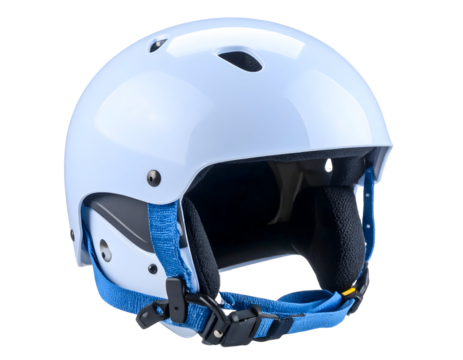 Isolated white helmet with blue strap