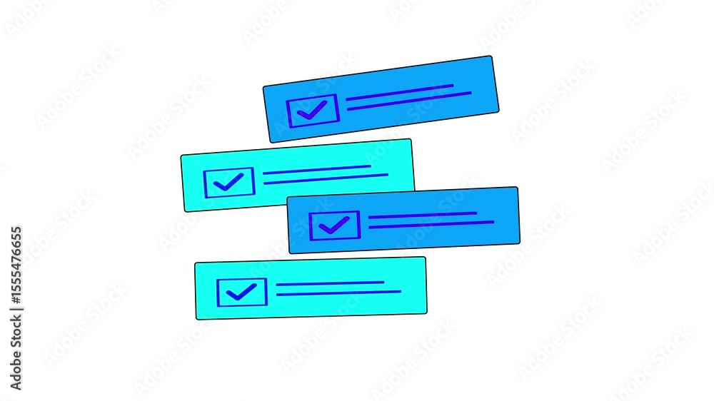 Aufkleber animated checklist concept with blue shapes on a white background. checklist concept animation with 
