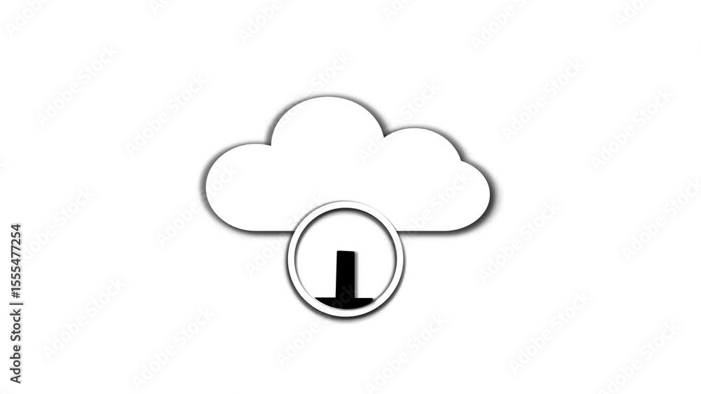 Aufkleber downloading animation with cloud and down arrow. animated cloud arrow symbol for downloading. cloud 
