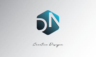 DN Creative Polygon Logo – Modern Negative Space Letter mark with Geometric Hexagon Shape for Futuristic Branding, Corporate Identity & Tech Design

