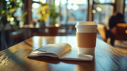 Office Desk with Notebook and Coffee Cup Representing Productivity Workspace Organization and Professional Environment for Business Solutions Office Design and Personal Workspaces