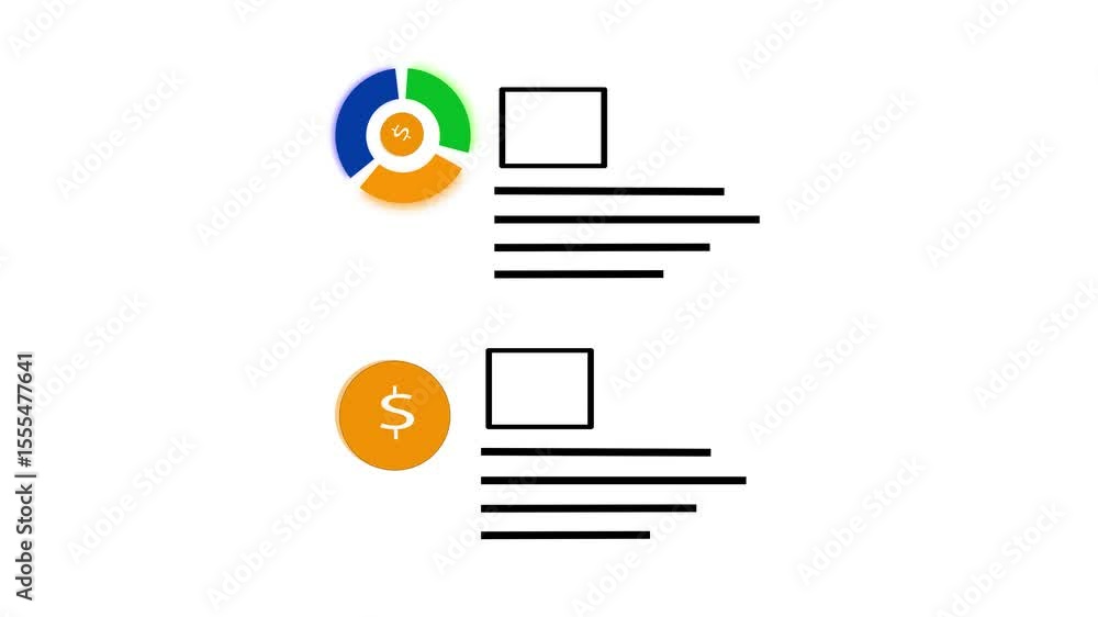 Poster dollar sign and pie chart animation for financial insights. financial analysis animation with dollar