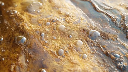 Oil bubbles on water with color shimmer abstract layer and surface lightplay perfect for pollution or creative visuals