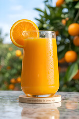 Orange juice with ice in the summer