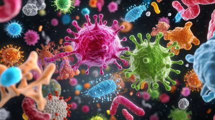 Bacteria, Pathogenic bacteria infecting human tissue, showcasing the impact of infections on health.