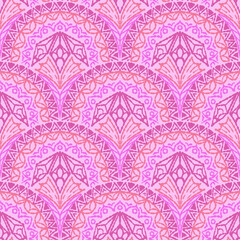 250677 pink line scribble scallop seamless pattern, motifs floral hand drawn, scribble style, scallop pattern, design for seamless floral pattern, printing, wrapping, background and craft
