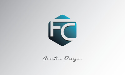 FC Creative Polygon Logo – Modern Negative Space Letter mark with Geometric Hexagon Shape for Futuristic Branding, Corporate Identity & Tech Design

