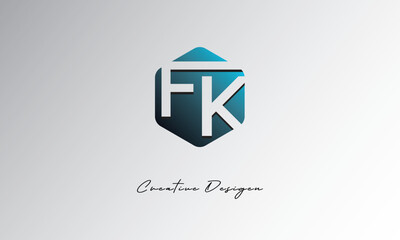FK Creative Polygon Logo – Modern Negative Space Letter mark with Geometric Hexagon Shape for Futuristic Branding, Corporate Identity & Tech Design

