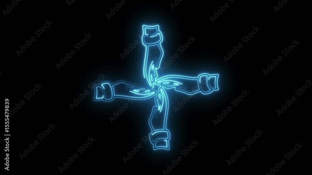 Poster neon hands joining together in a circle of unity and teamwork animated symbol