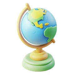 Cartoon globe, isolated, education, background white. Possible use kids' book cover