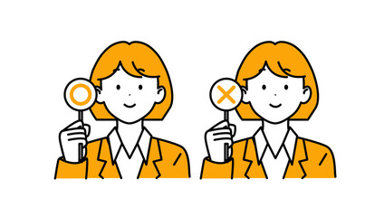 ぱっつんの会社員_丸ばつ