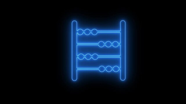 Neon glow abacus icon animation with glowing moving beads, symbolizing digital learning, math tools, and futuristic education visuals.