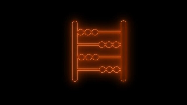 Neon glow abacus icon animation with glowing moving beads, symbolizing digital learning, math tools, and futuristic education visuals.