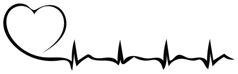 Steady heartbeat graphic with a black heart.
