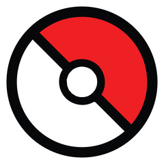 Poke ball icon Vector illustration. Poke ball icon Flat line symbol. Poke ball icon. Transparent isolated vector illustration on white background.