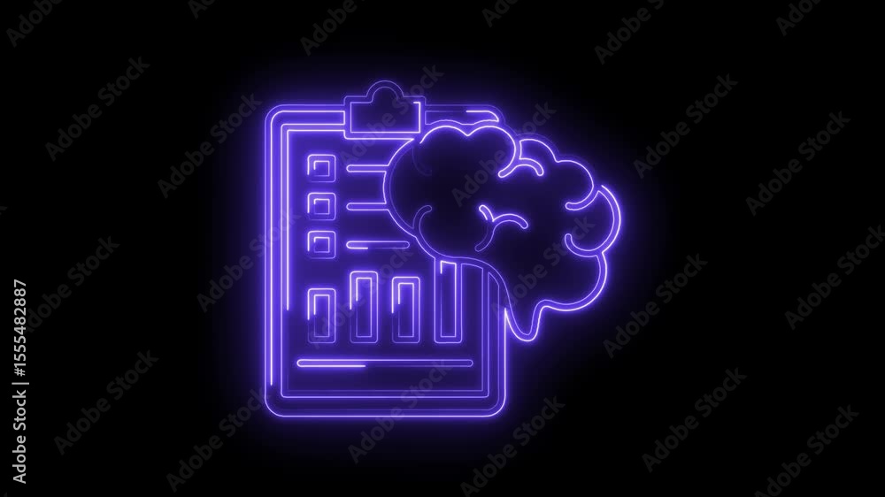 Aufkleber brainstorming data analysis and statistics on glowing clipboard neon effect for business intelligenc