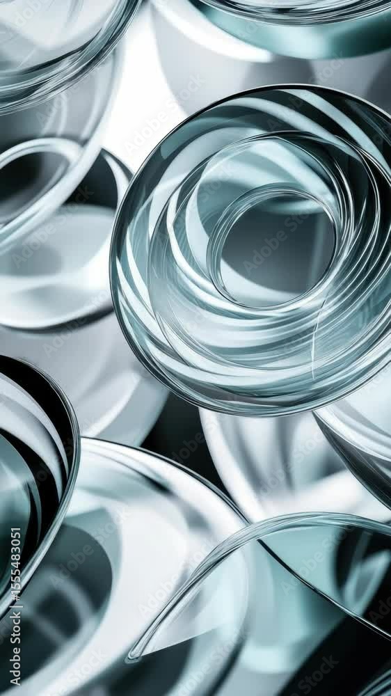 Poster a collection of glass vases in different sizes and shapes, some clear with swirling patterns, others