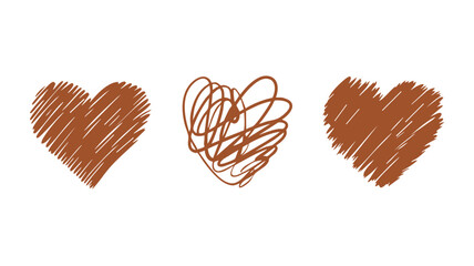 Brown heart doodle illustration for valentine's day or love themed designs and creative projects artwork silhouette