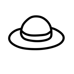 Minimalist Sun Hat Icon – Summer Beach Hat Line Art Isolated on White Background, Vector Illustration