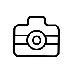 Camera Icon Vector – Minimal Line Art Photography Symbol Isolated on White