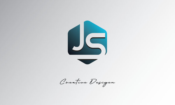 JS Creative Polygon Logo &ndash; Modern Negative Space Letter mark with Geometric Hexagon Shape for Futuristic Branding, Corporate Identity & Tech Design


