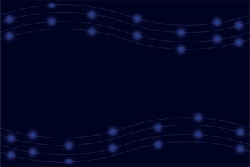 Dark Blue Abstract Background with Glowing Wave Lines and Dots