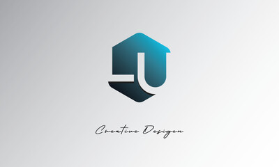 LU Creative Polygon Logo – Modern Negative Space Letter mark with Geometric Hexagon Shape for Futuristic Branding, Corporate Identity & Tech Design

