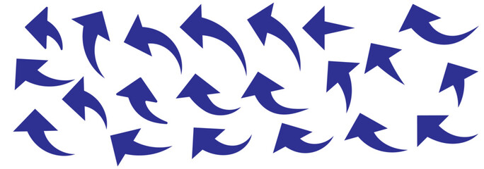 Straight and curved long arrow vector icon. Arrow icon set.
