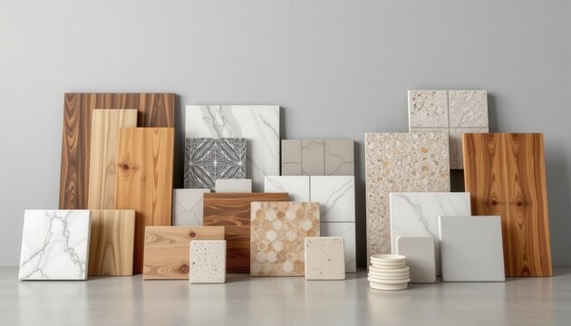 Collection of Various Textured Surfaces Featuring Wood, Stone, and Ceramic Designs for Interior Decor Inspiration
