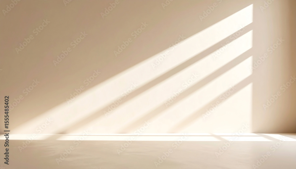 Poster minimalistic interior with soft light casting shadows on the wall, creating a serene and tranquil at