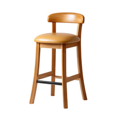 Elegant wooden bar stool with beige padded seat and sturdy legs for modern interior decor and cozy spaces