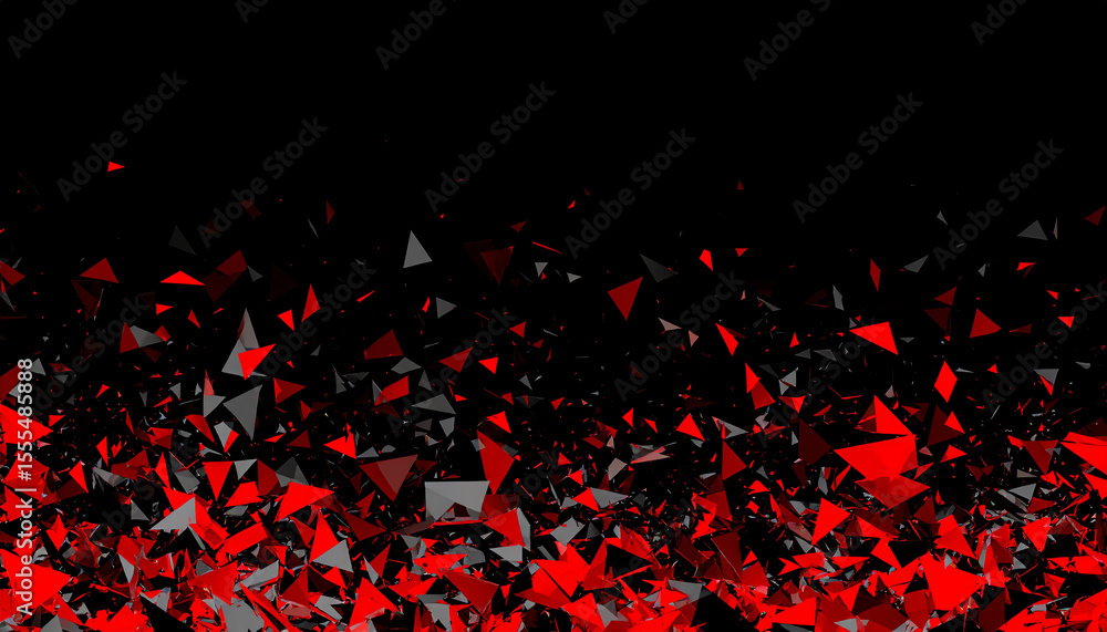 Poster dynamic abstract composition featuring sharp red and black triangular shapes against a dark backgrou