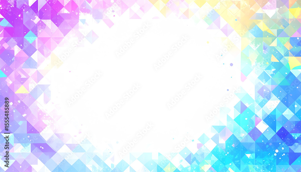 Aufkleber colorful geometric patterns create a vibrant, abstract background with a central white space, perfec