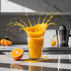 Orange juice with ice in the summer