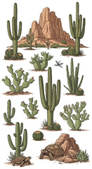 American Zoo Day Wildlife Vector Set