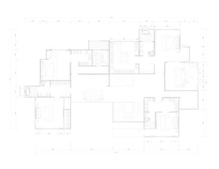 2D AutoCAD Furniture Layout Plan of Second Floor – Vector Drawing Design